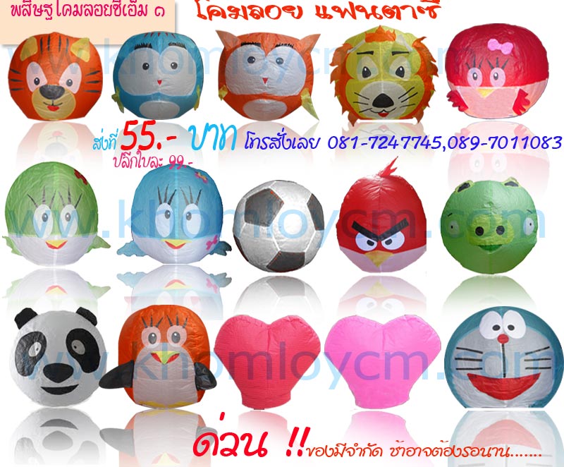 โคมลอยเสือน้อย,โคมลอยนกฮูก,โคมลอยสิงโต,โคมลอยแองจี้เบิร์ด,โคมลอย Angry Birde,โคมลอย ฟุตบอล,โคมลอยหมูเขีว,โคมลอยเพนกวิ้น